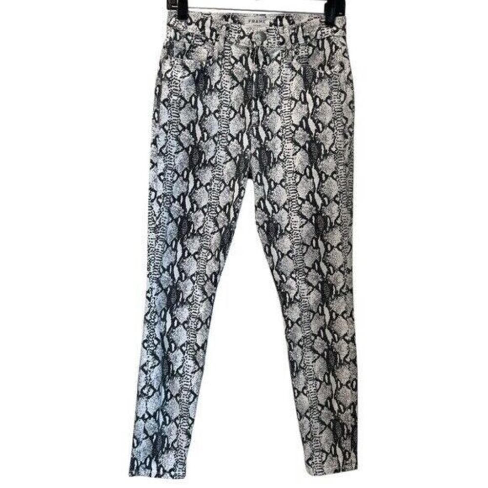 FRAME Denim‎ Snakeskin Print High Rise Skinny Jeans Fashion Pants, size 27